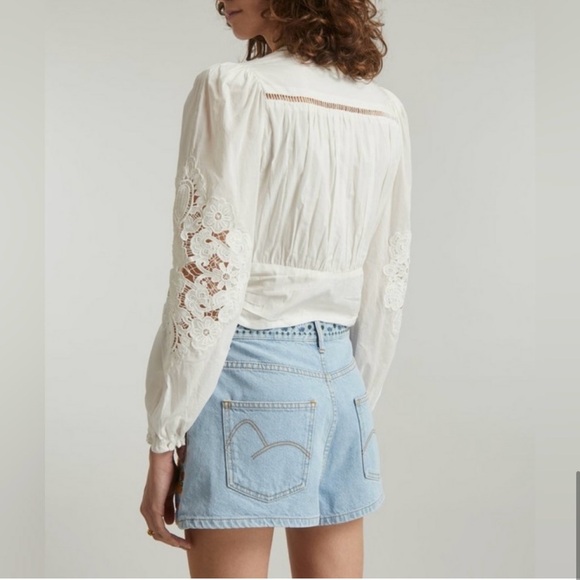 Farm Rio cotton lace paneled  blouse //white - Picture 8 of 8